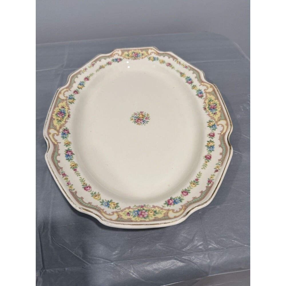 Mount Clemens Mildred Oval Serving Platter Floral Gold Trim Scalloped